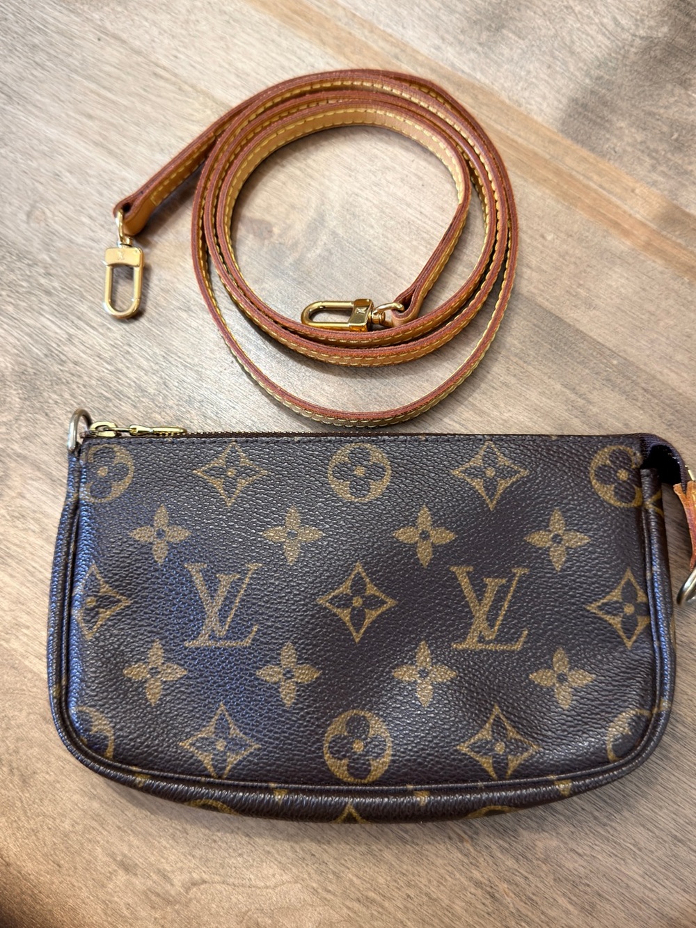 Louis Vuitton Monogram Mini Pochette with Vachetta Strap - Picture 2 of 14